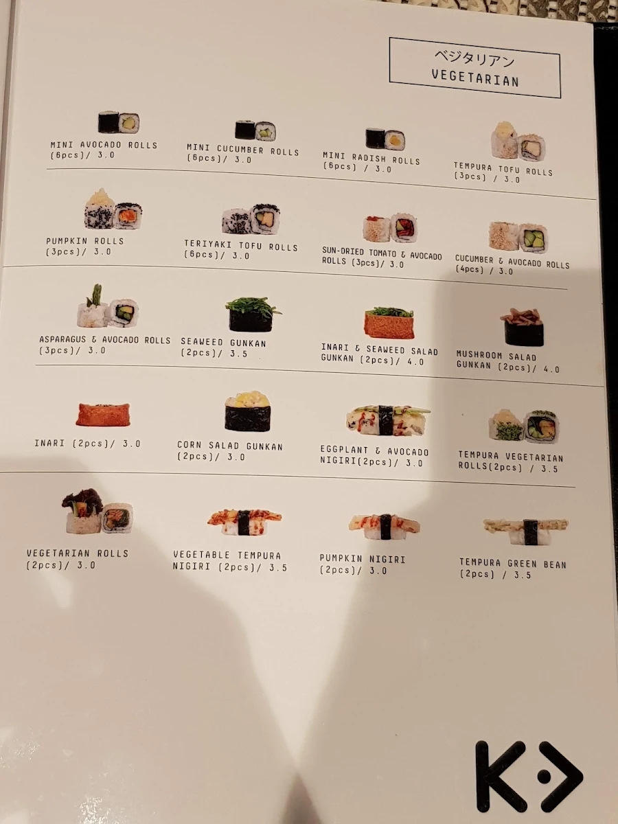 Menu, Kintaro Sushi