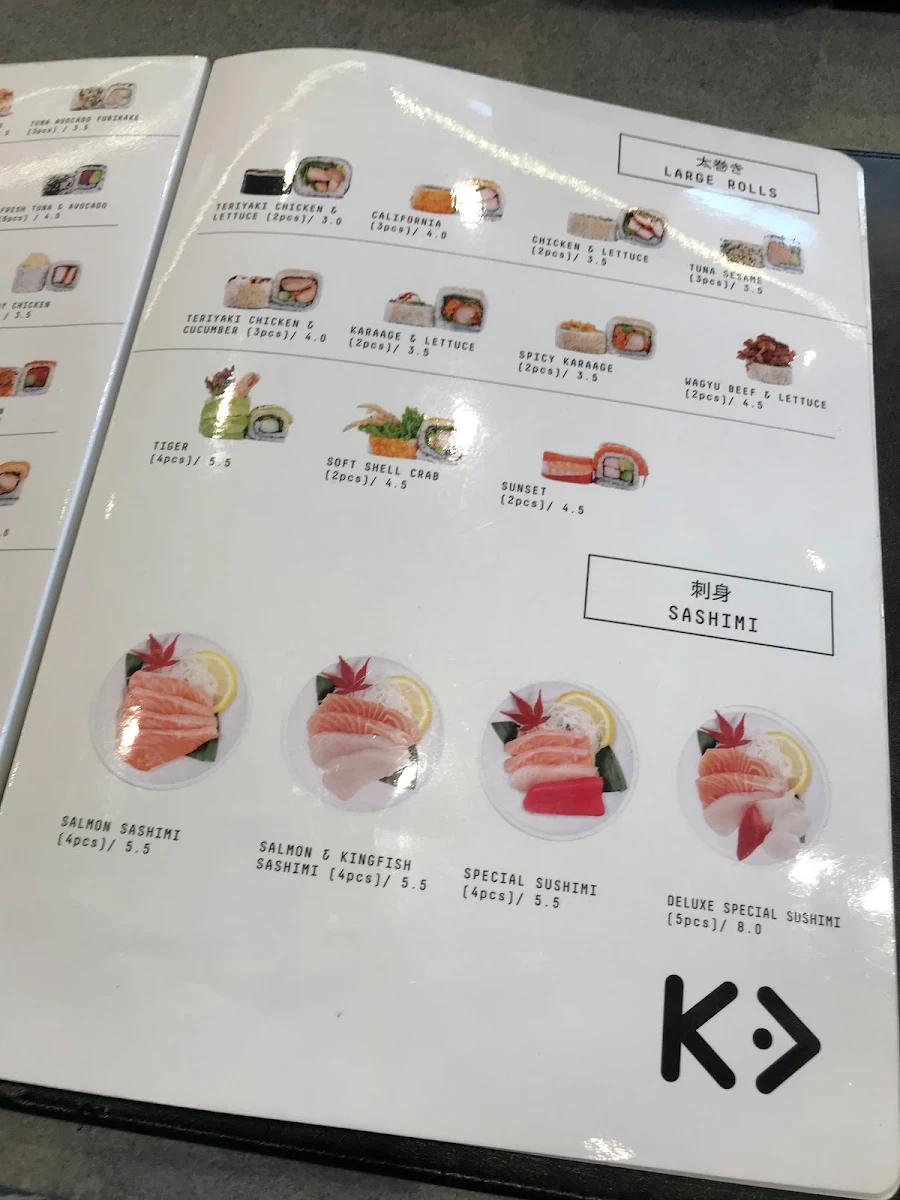Menu, Kintaro Sushi
