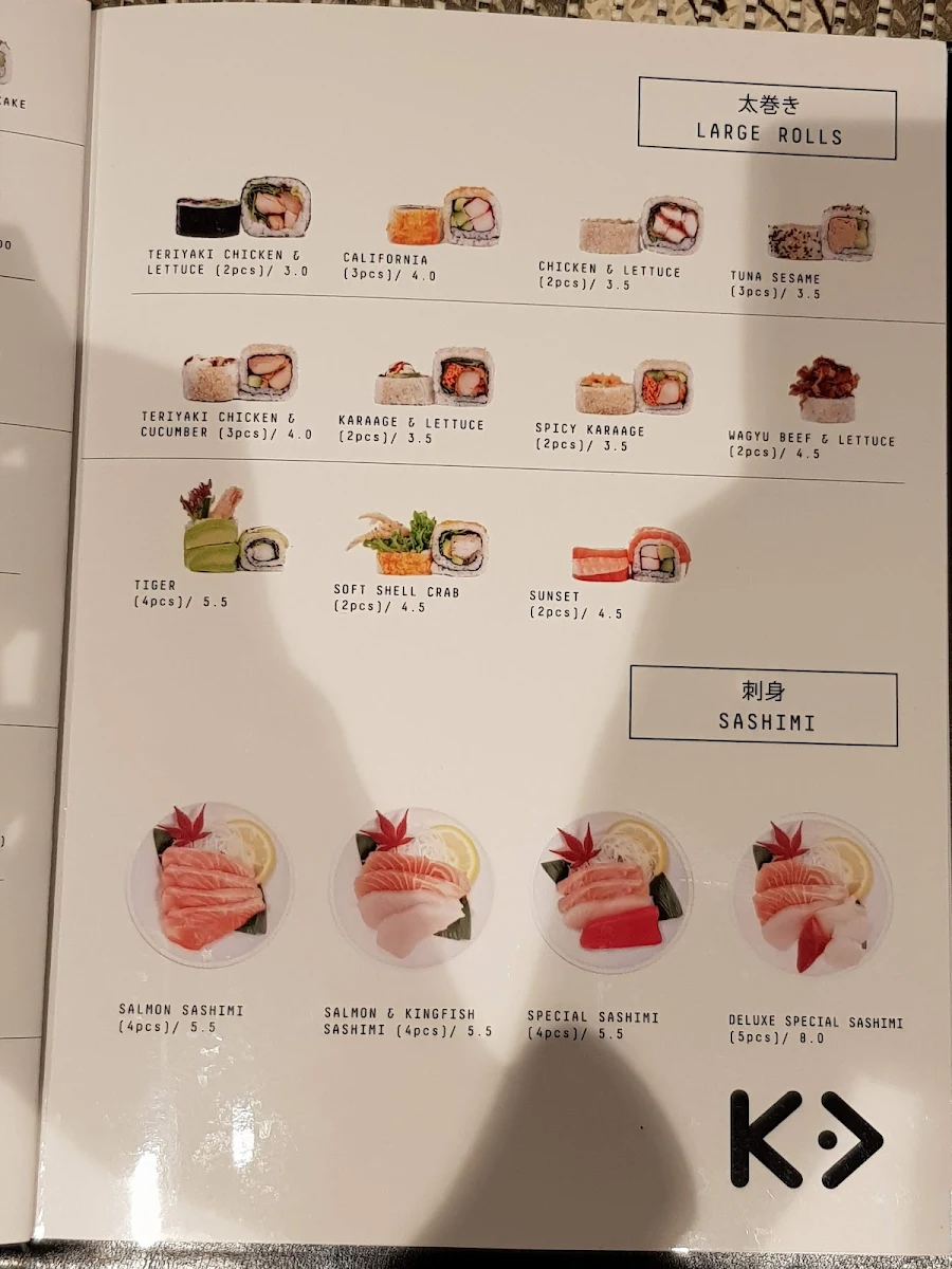 Menu, Kintaro Sushi