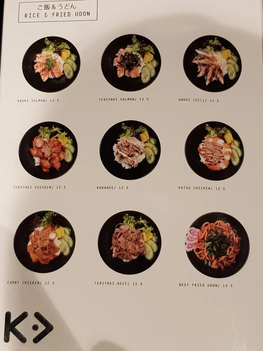 Menu, Kintaro Sushi