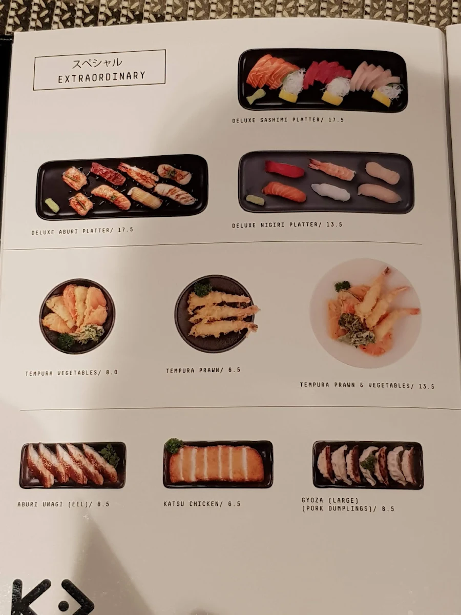 Menu, Kintaro Sushi