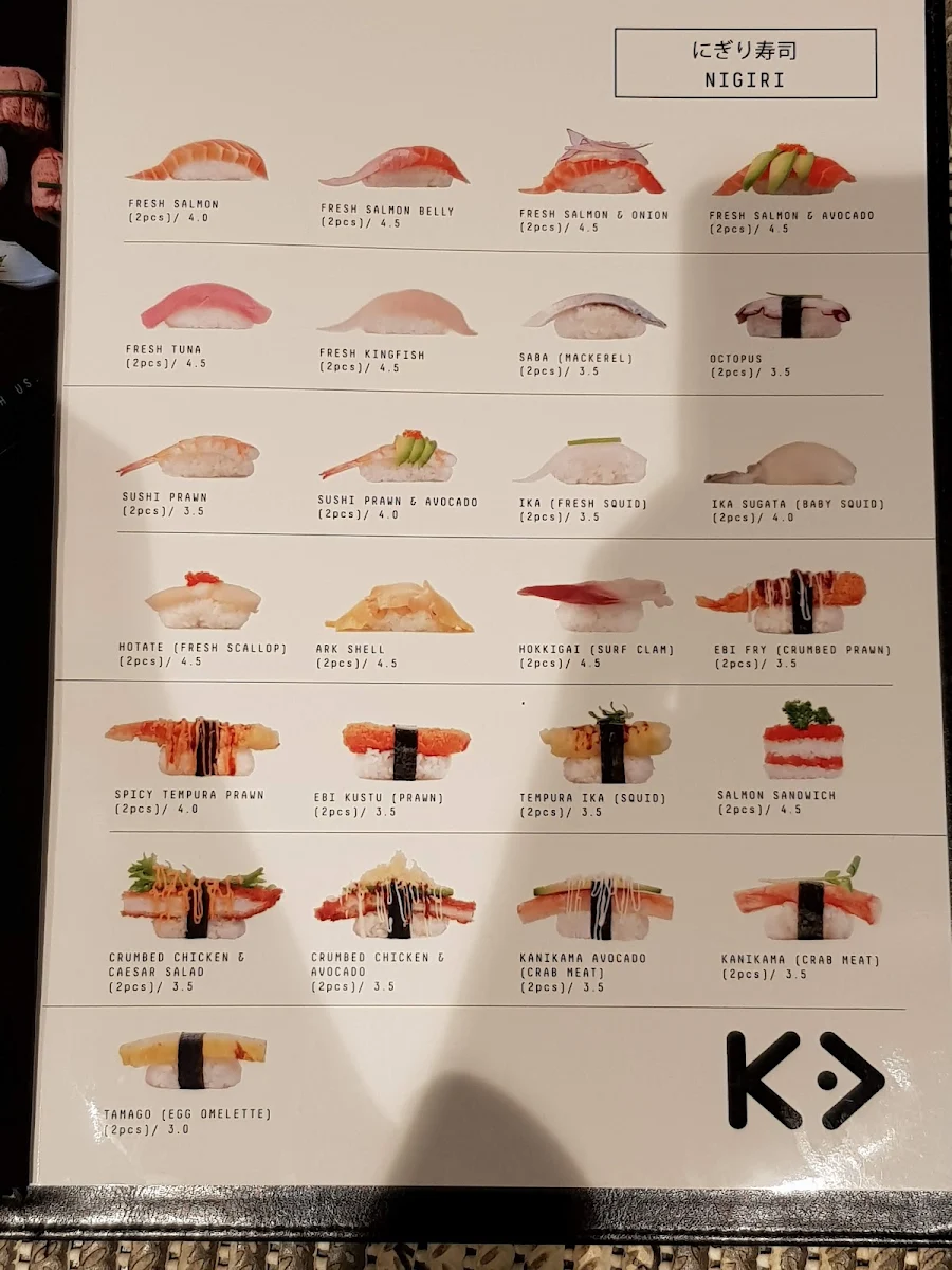 Menu, Kintaro Sushi
