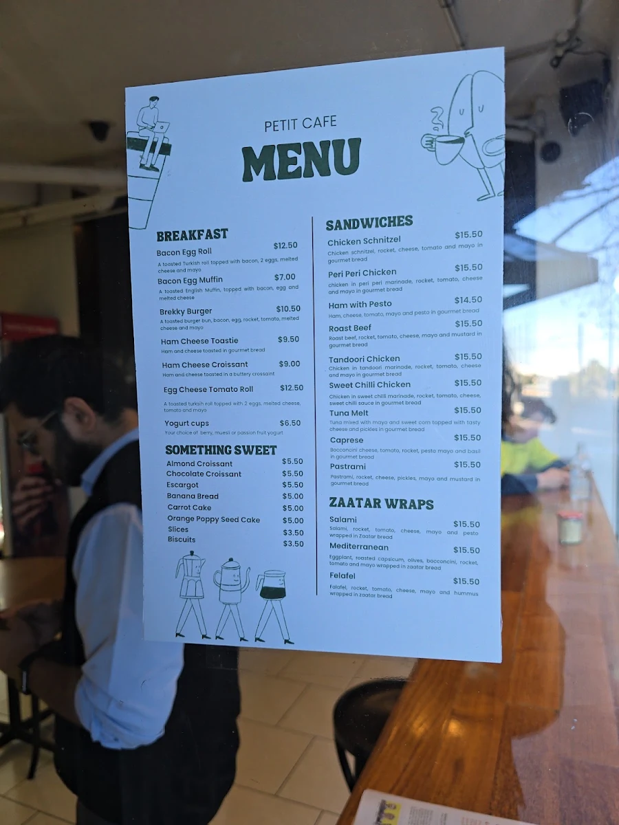 Menu, Petit Cafe
