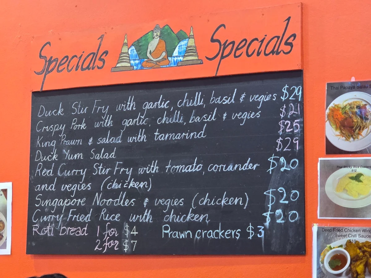 Menu, Thai Inthanon Kitchen