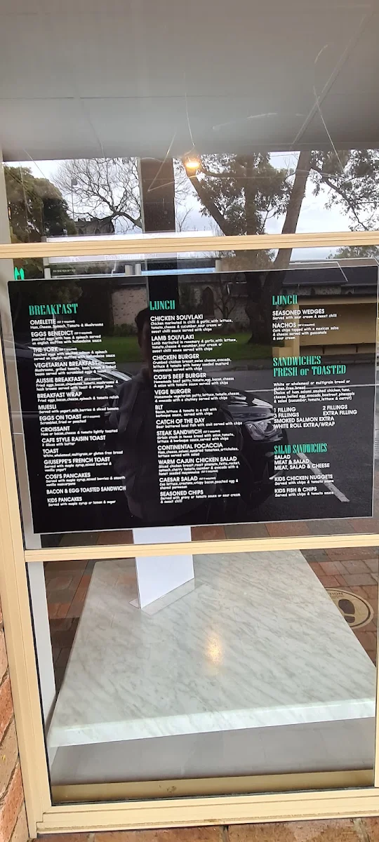 Menu, Cosi's Café