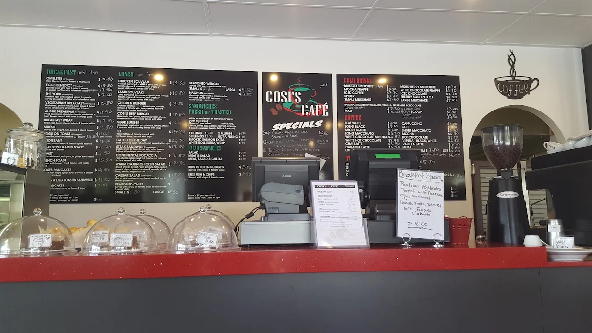 Menu, Cosi's Café