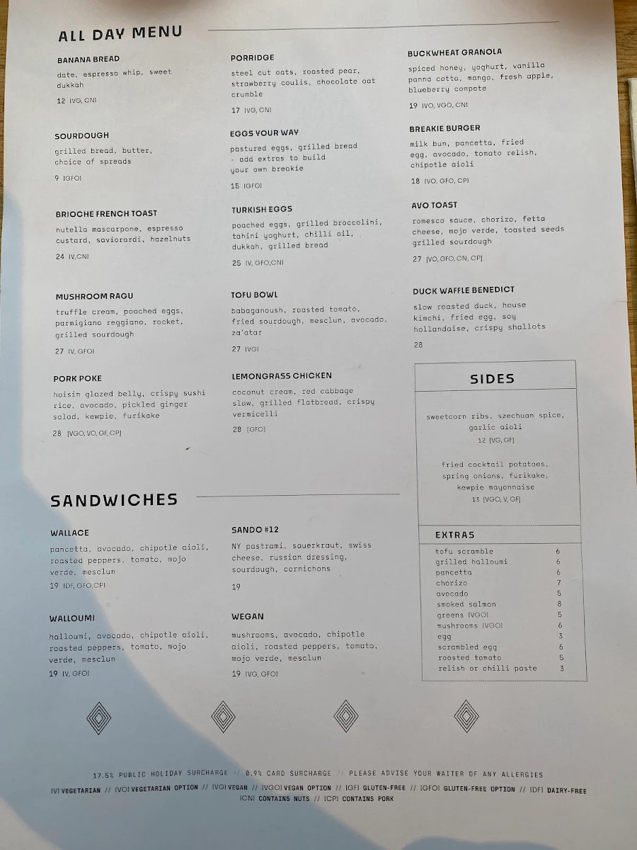Menu, Exchange Coffee