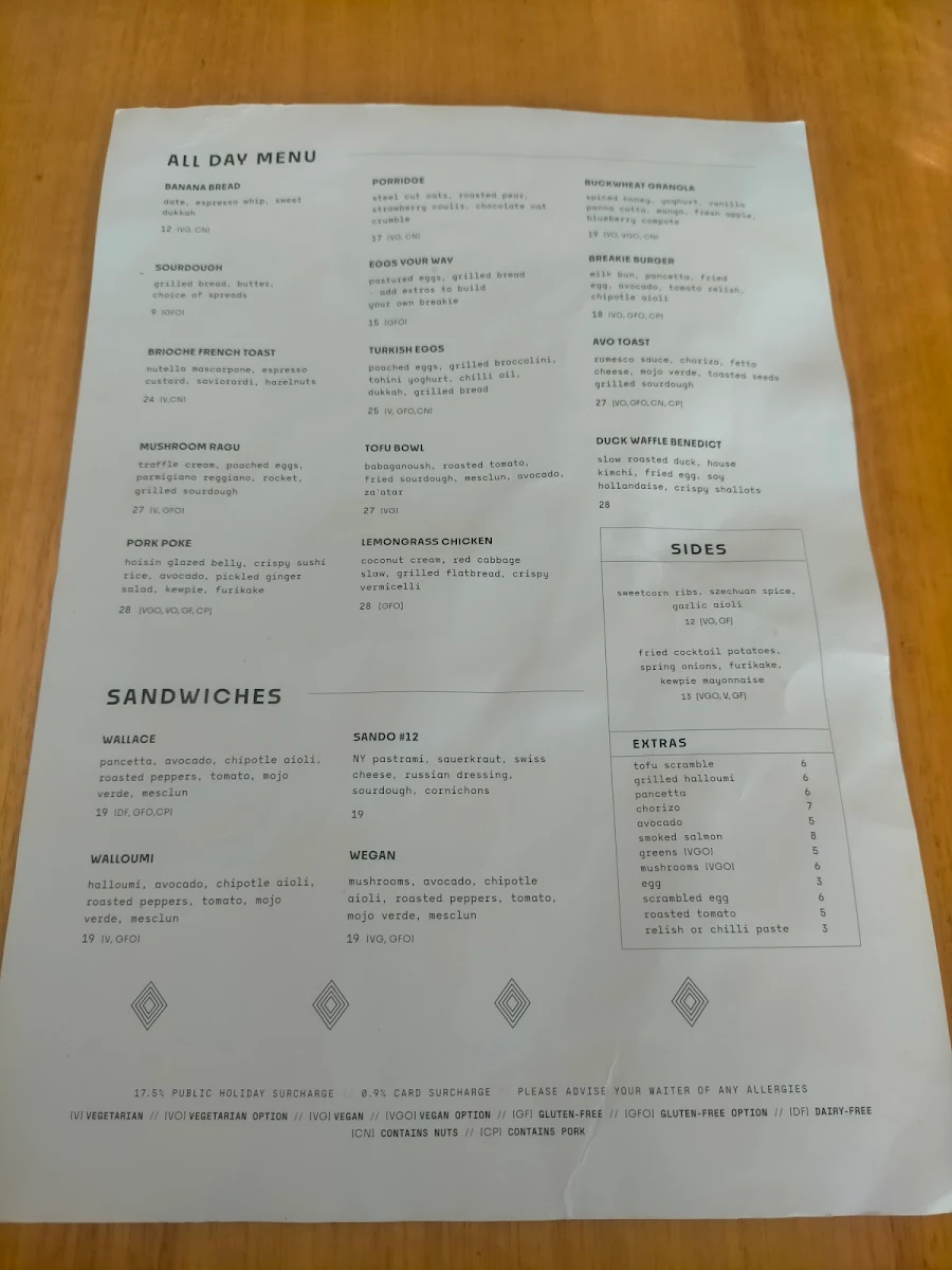 Menu, Exchange Coffee