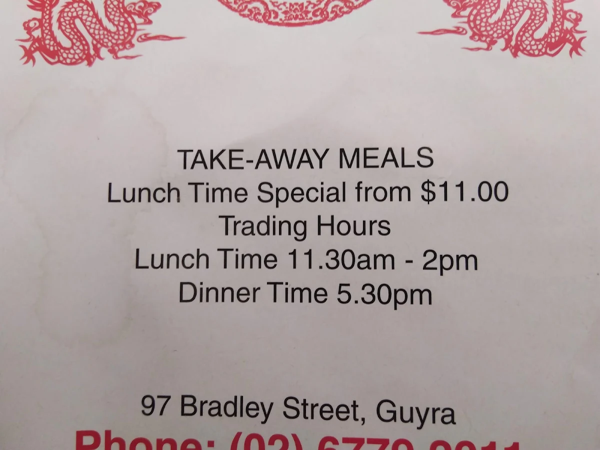Menu, Fortune Chinese Restaurant