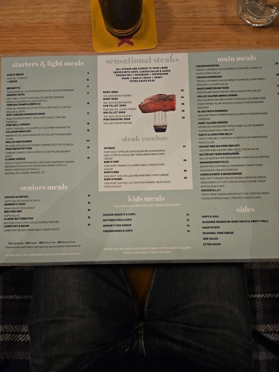 Menu, Merrimac Tavern & Cellarbrations Bottleshop