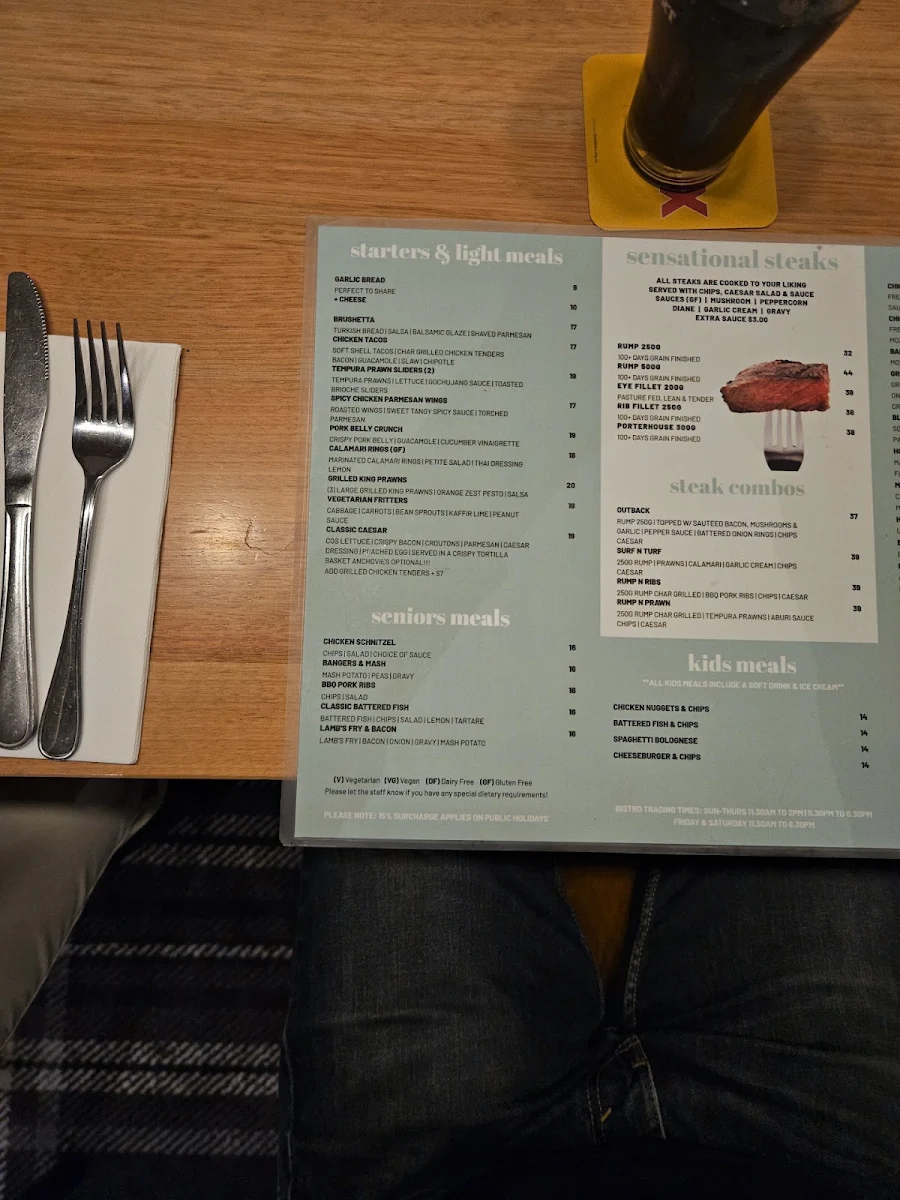 Menu, Merrimac Tavern & Cellarbrations Bottleshop