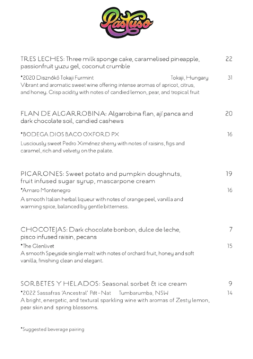 Menu, Pastuso