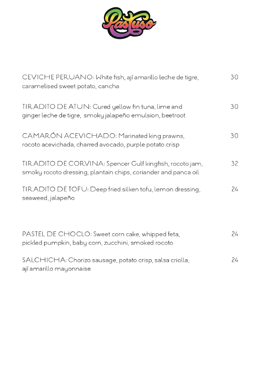 Menu, Pastuso