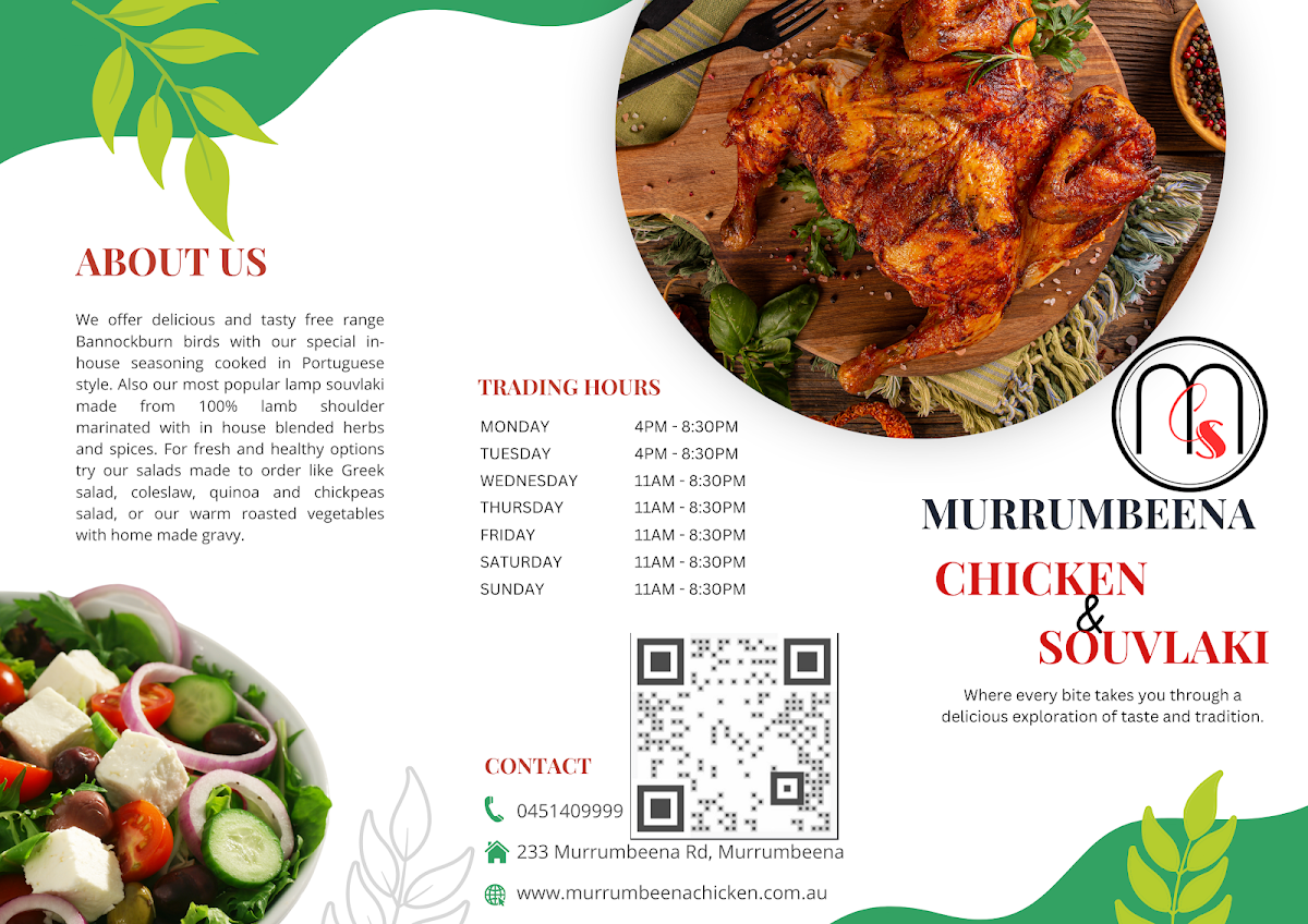 Menu, Murrumbeena Chicken and Souvlaki