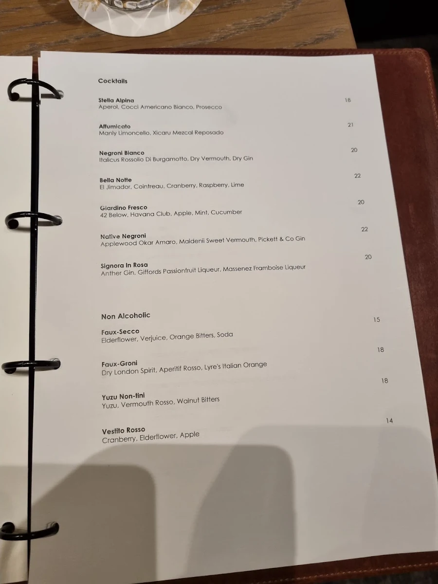 Menu, PASTORE