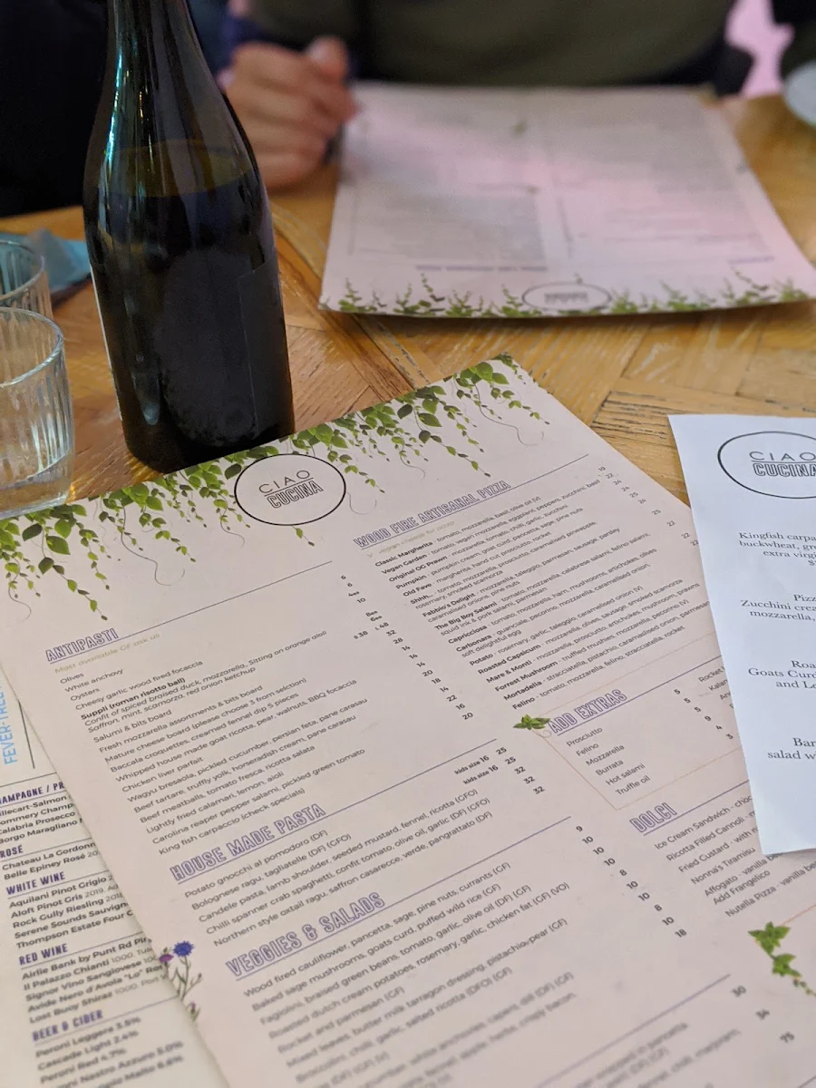 Menu, Ciao Cielo