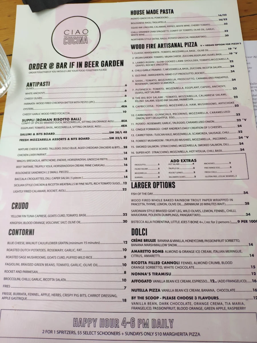 Menu, Ciao Cielo