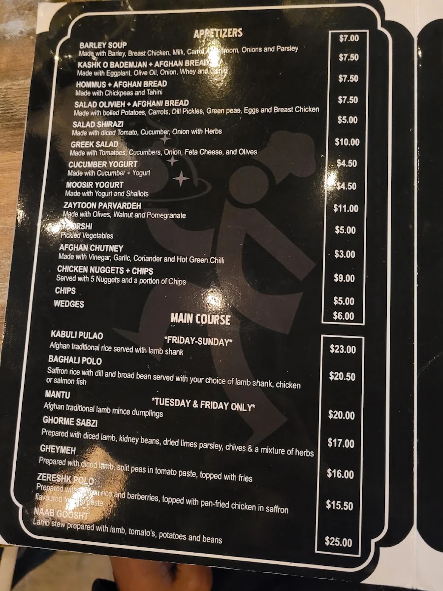 Menu, Naab Restaurant