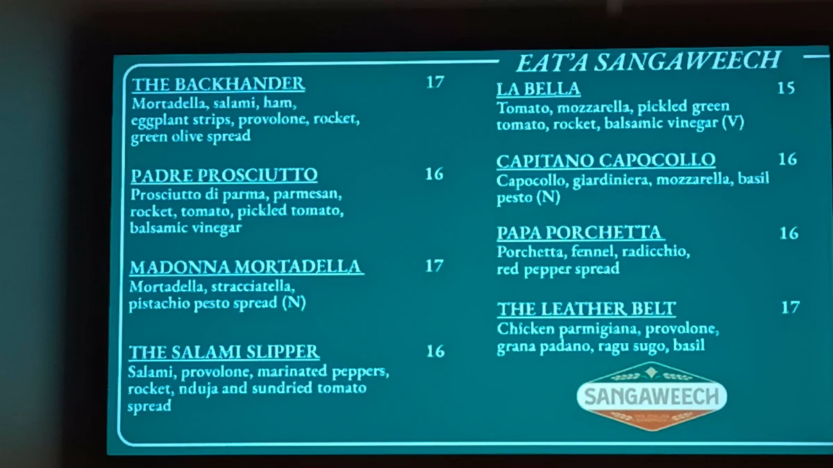 Menu, Sangaweech
