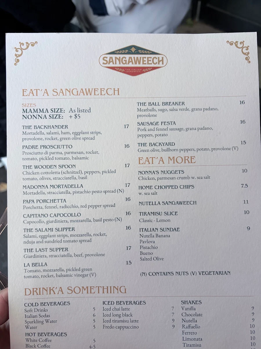 Menu, Sangaweech