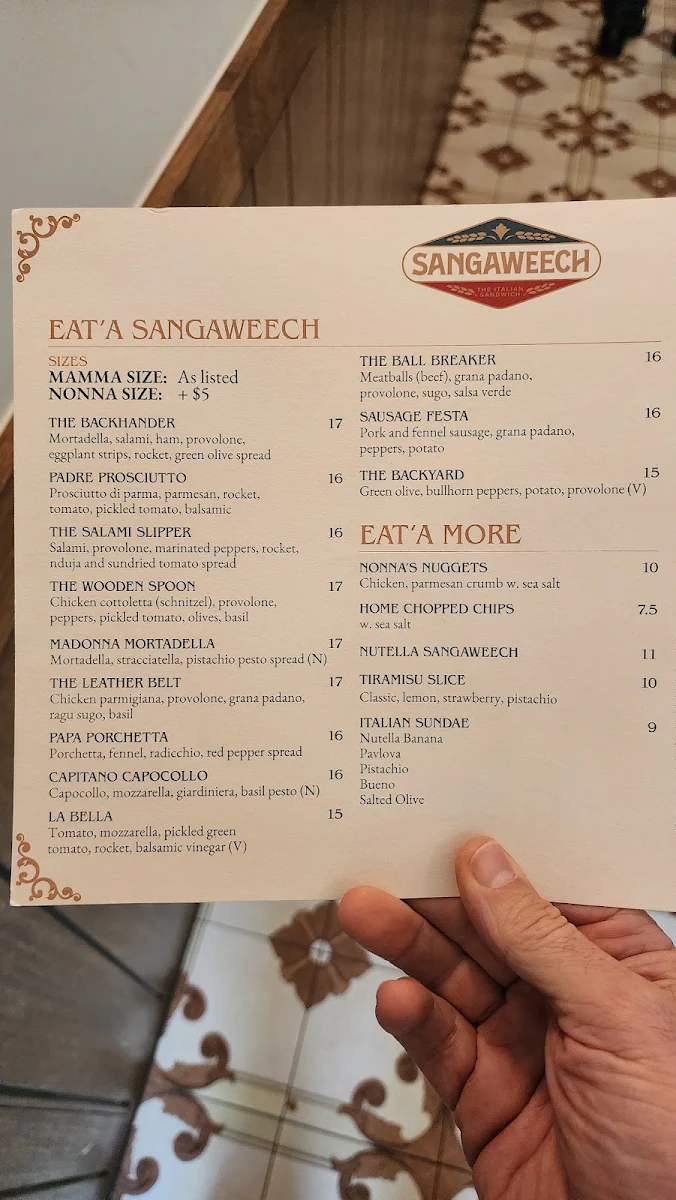 Menu, Sangaweech