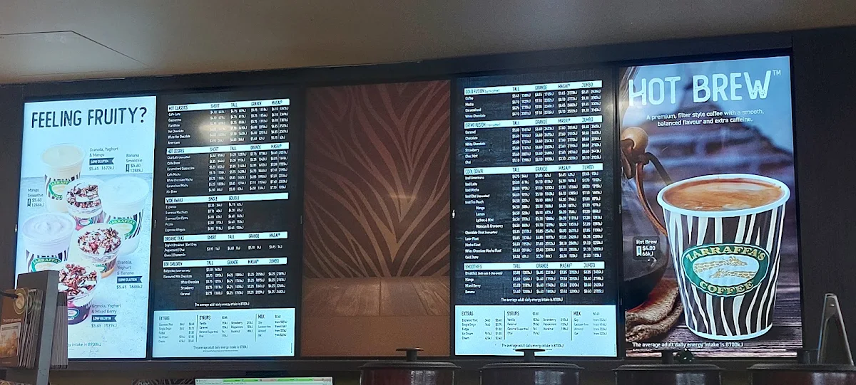 Menu, Zarraffa's Coffee Maroochydore
