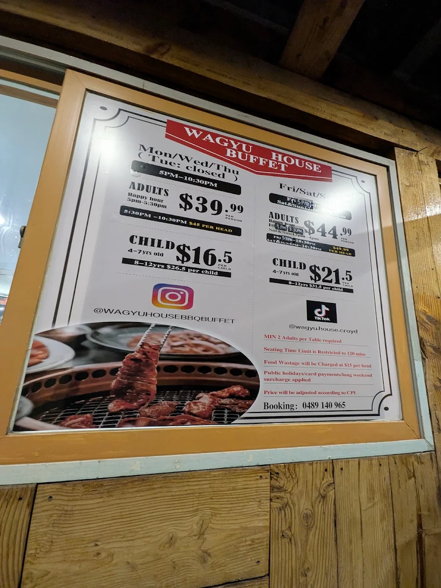 Menu, Wagyu House Croydon
