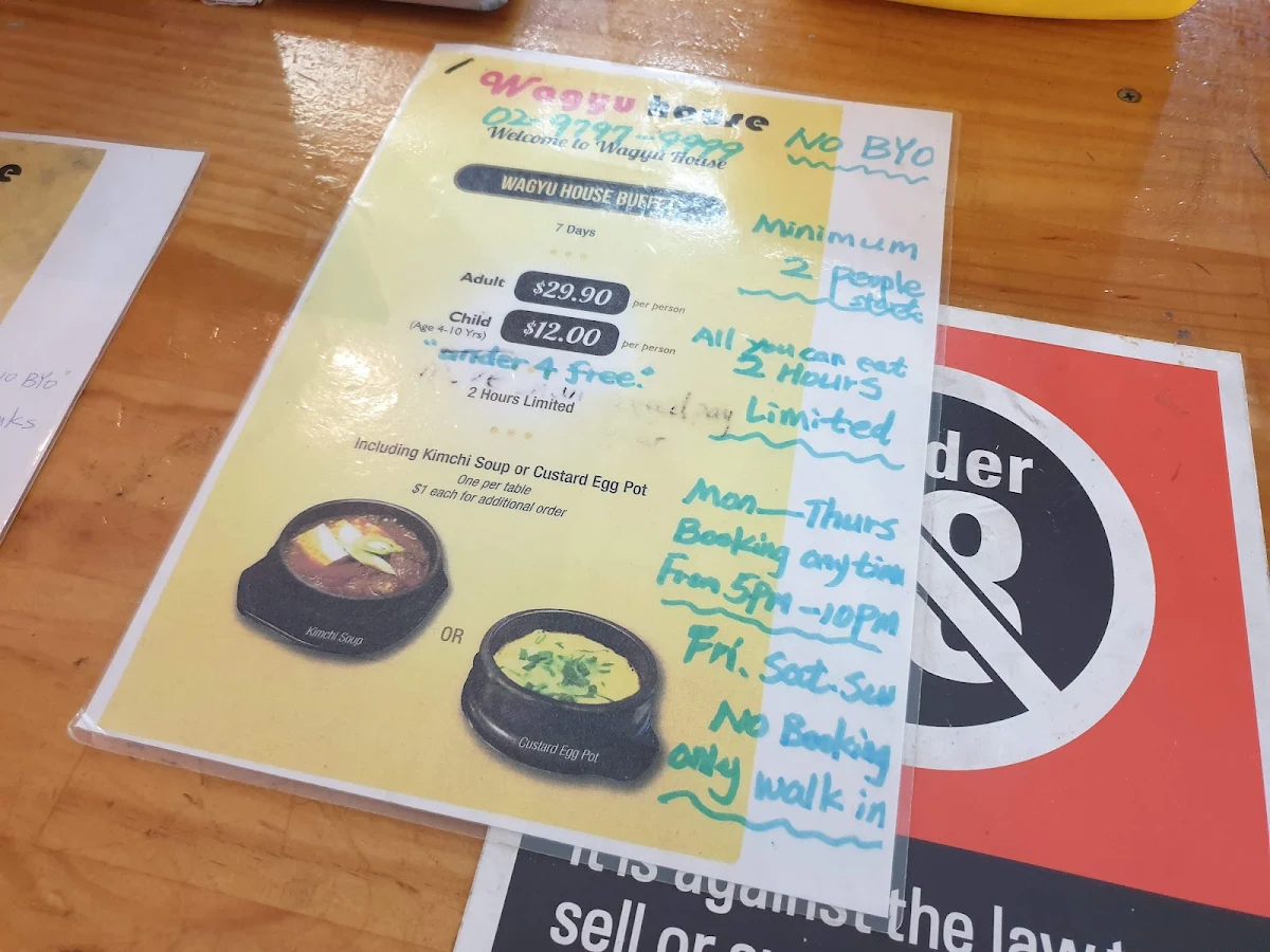 Menu, Wagyu House Croydon