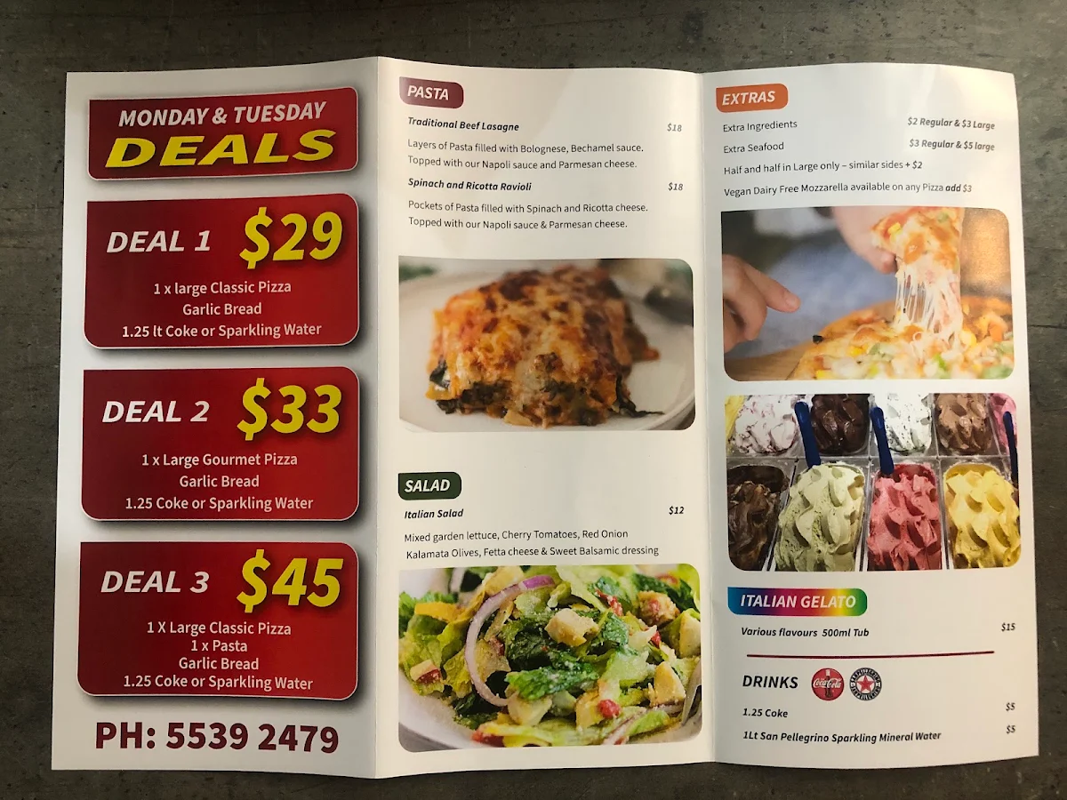 Menu, PizzaBox benowa