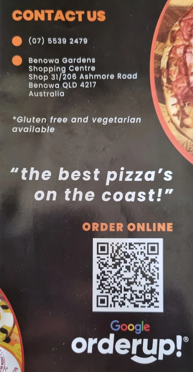 Menu, PizzaBox benowa