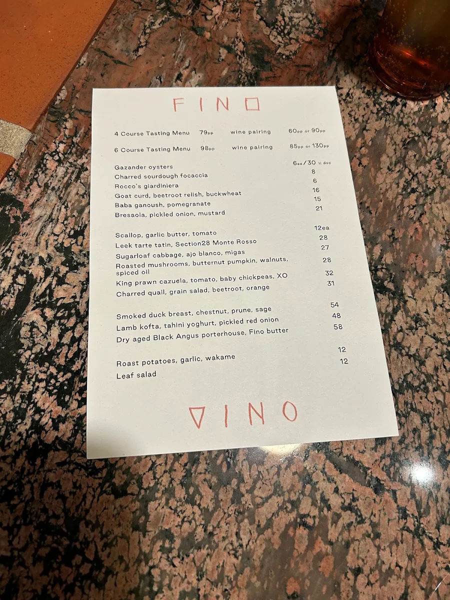Menu, FINO VINO