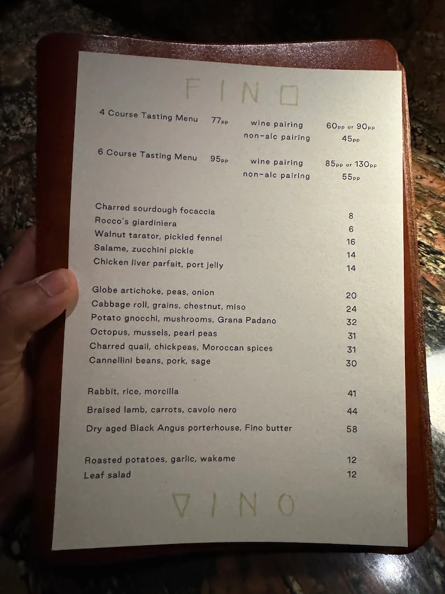 Menu, FINO VINO