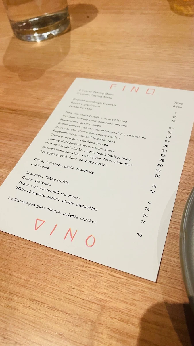 Menu, FINO VINO
