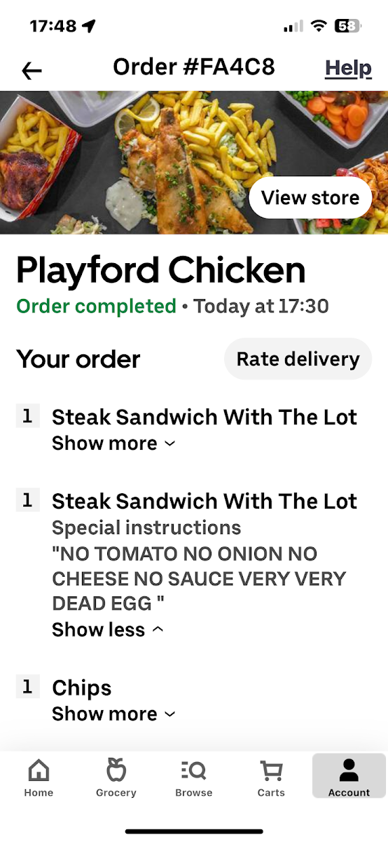 Menu, Playford Chicken