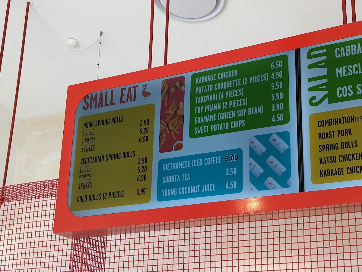 Menu, Soonta Cannon Hill
