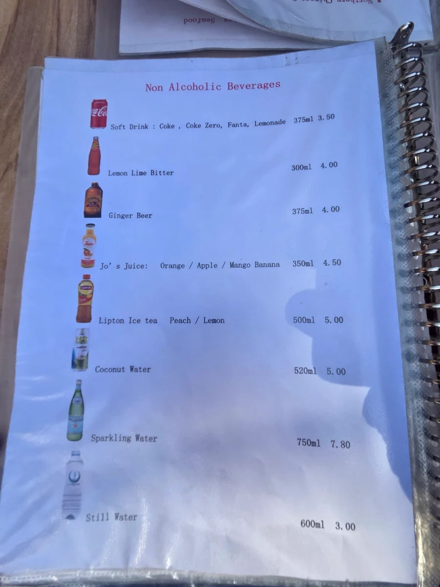 Menu, Chinese Noodle House TG2