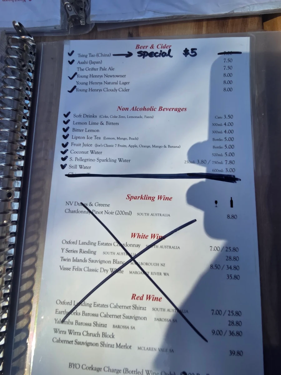 Menu, Chinese Noodle House TG2