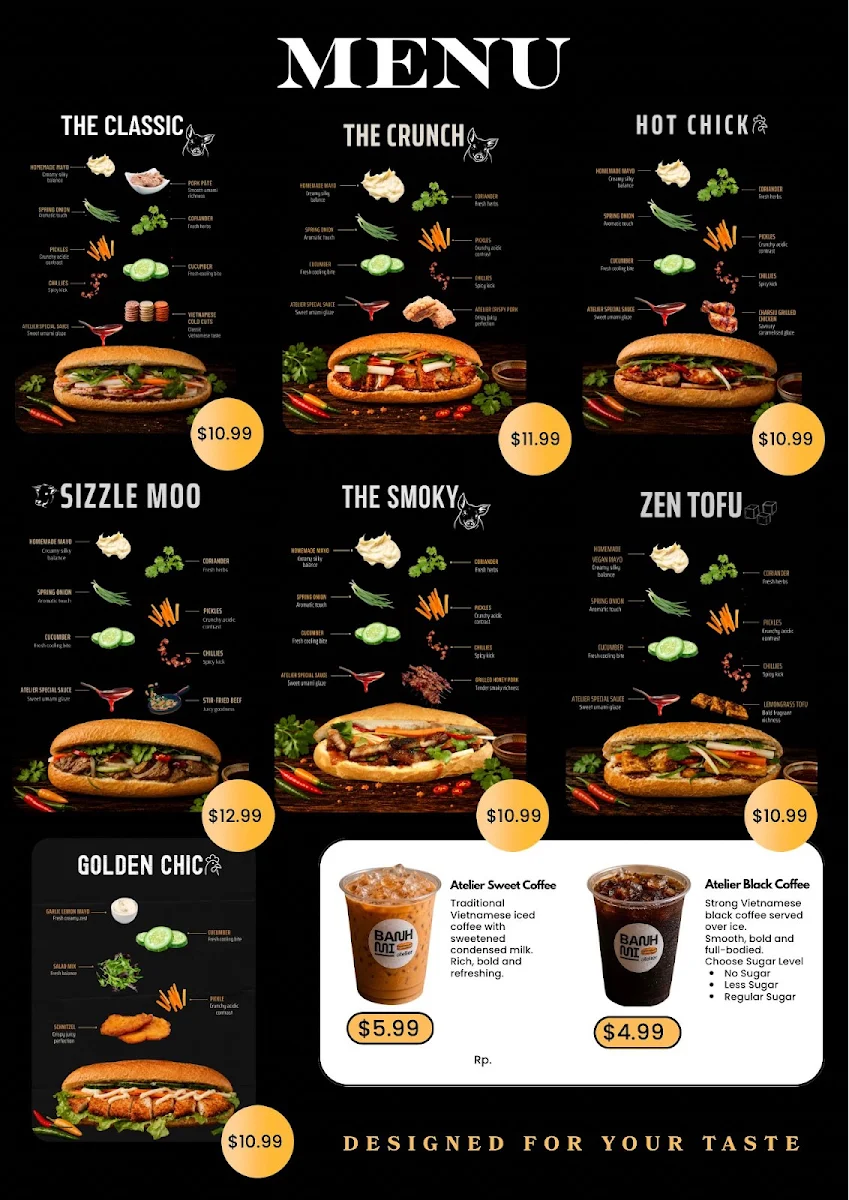 Menu, Banh Mi Atelier