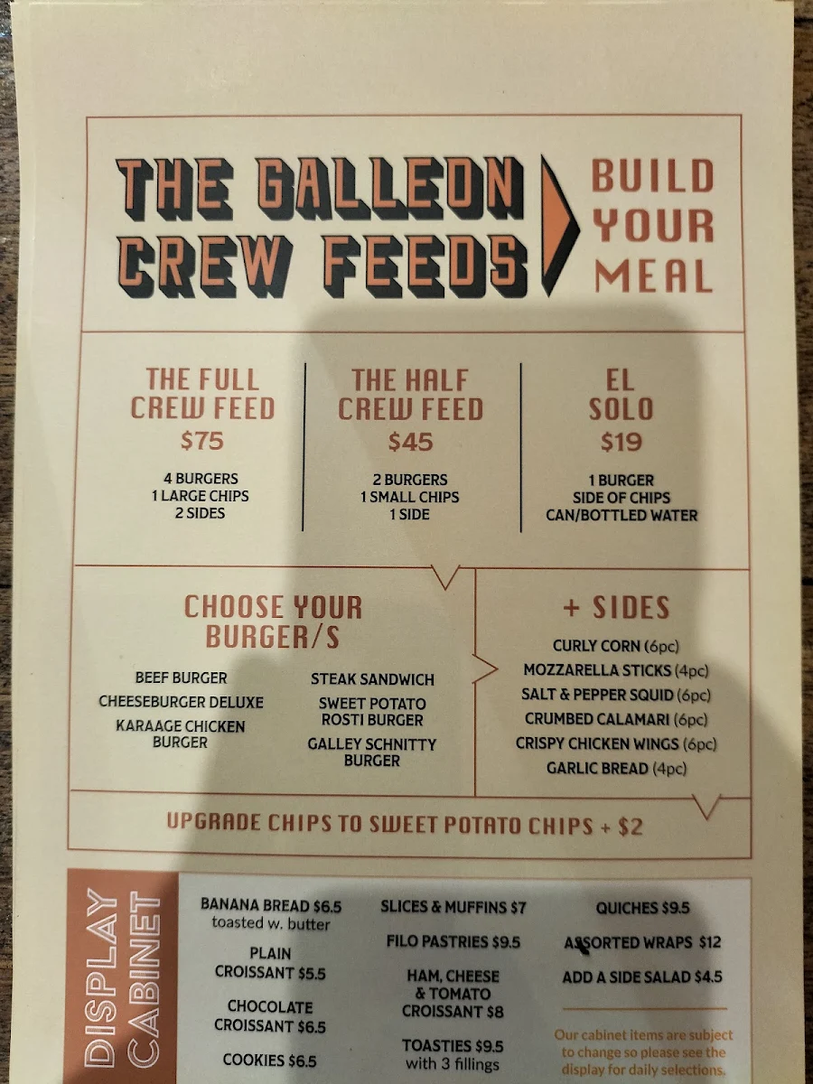 Menu, The Galleon 4223