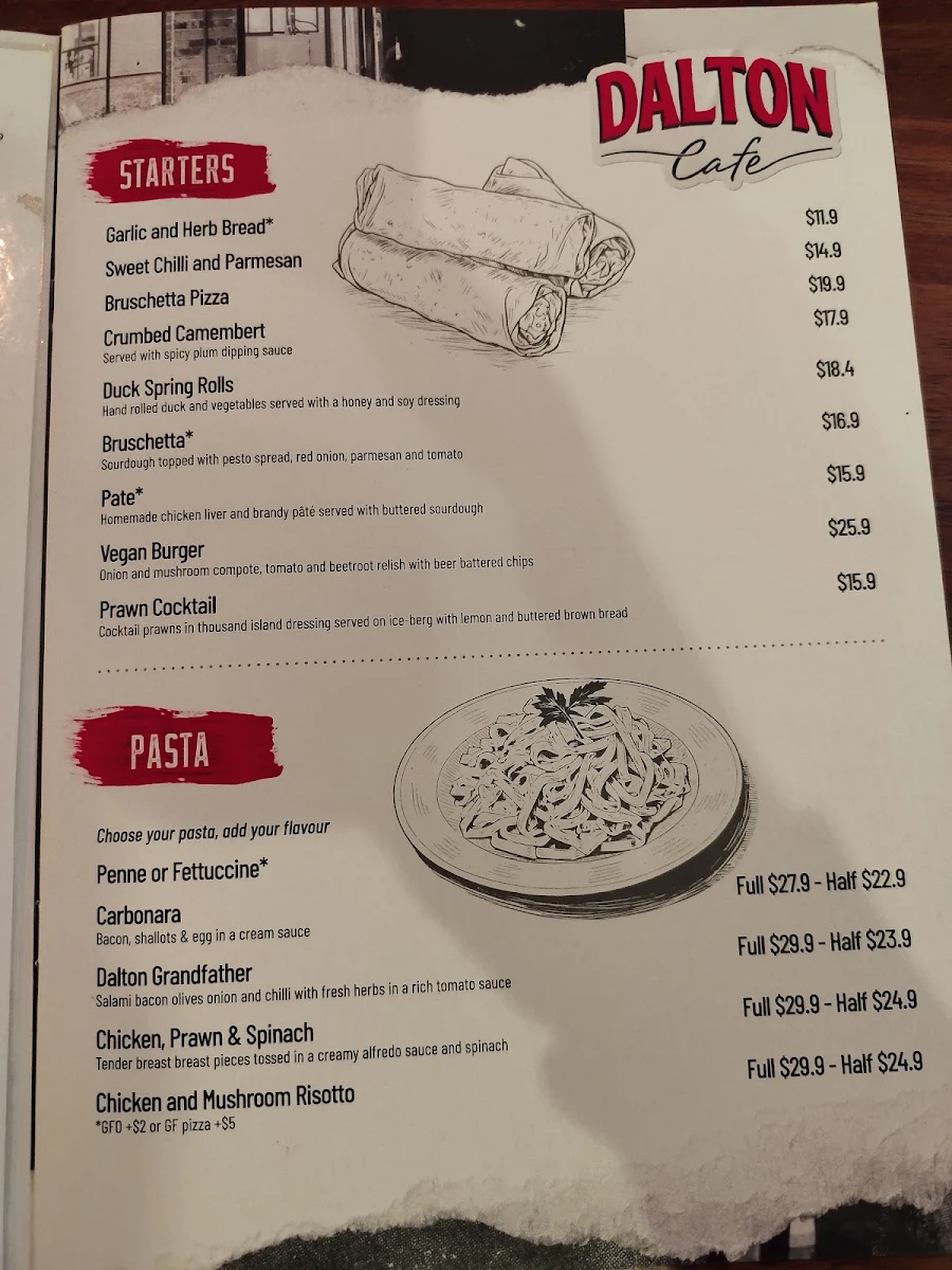 Menu, Dalton Cafe