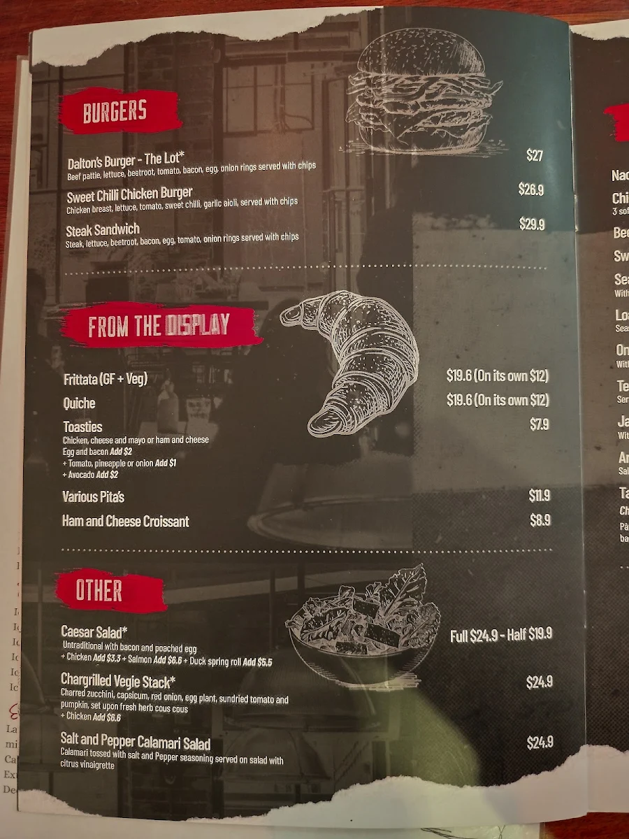 Menu, Dalton Cafe
