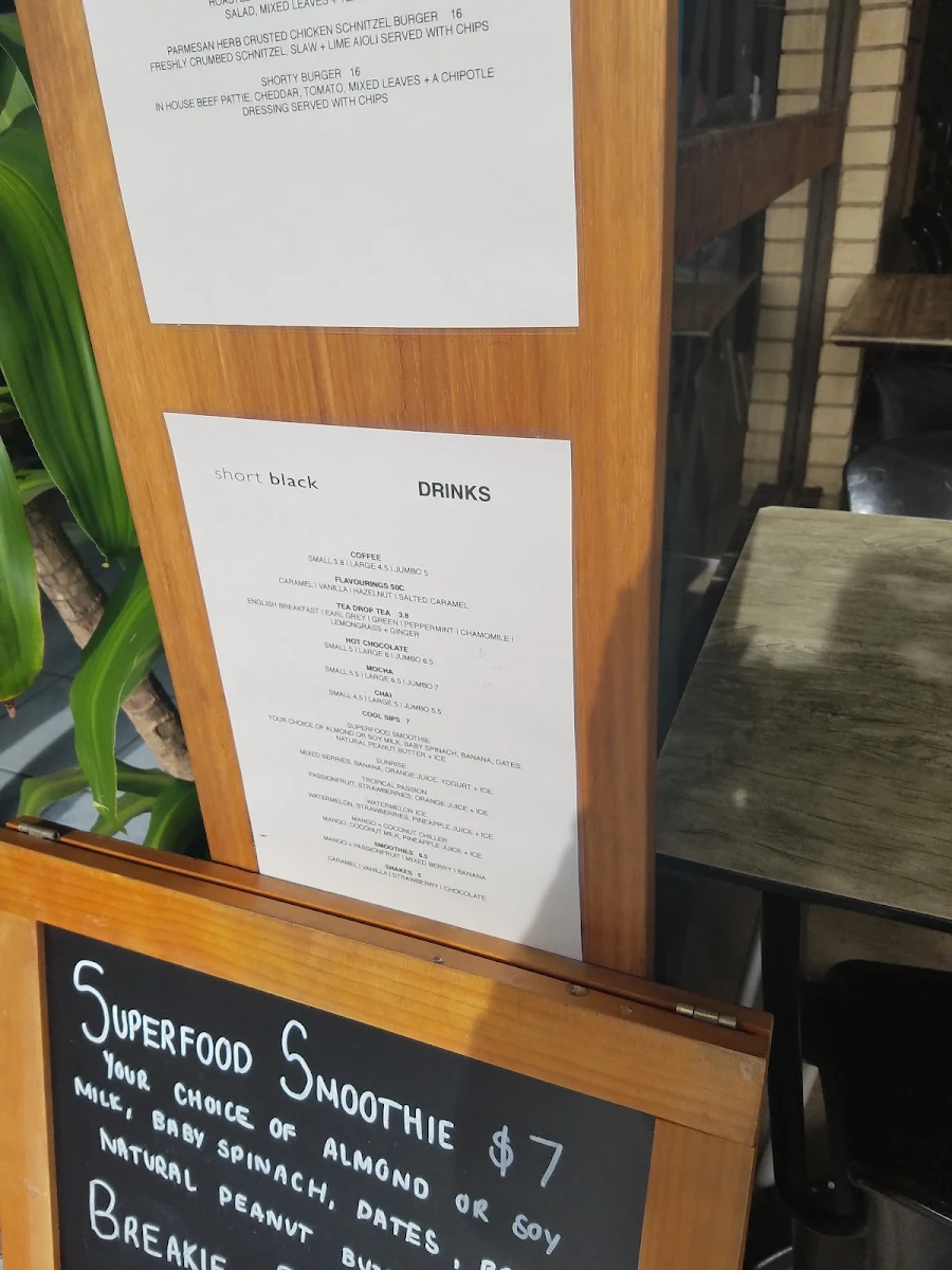 Menu, Short Black Coffee