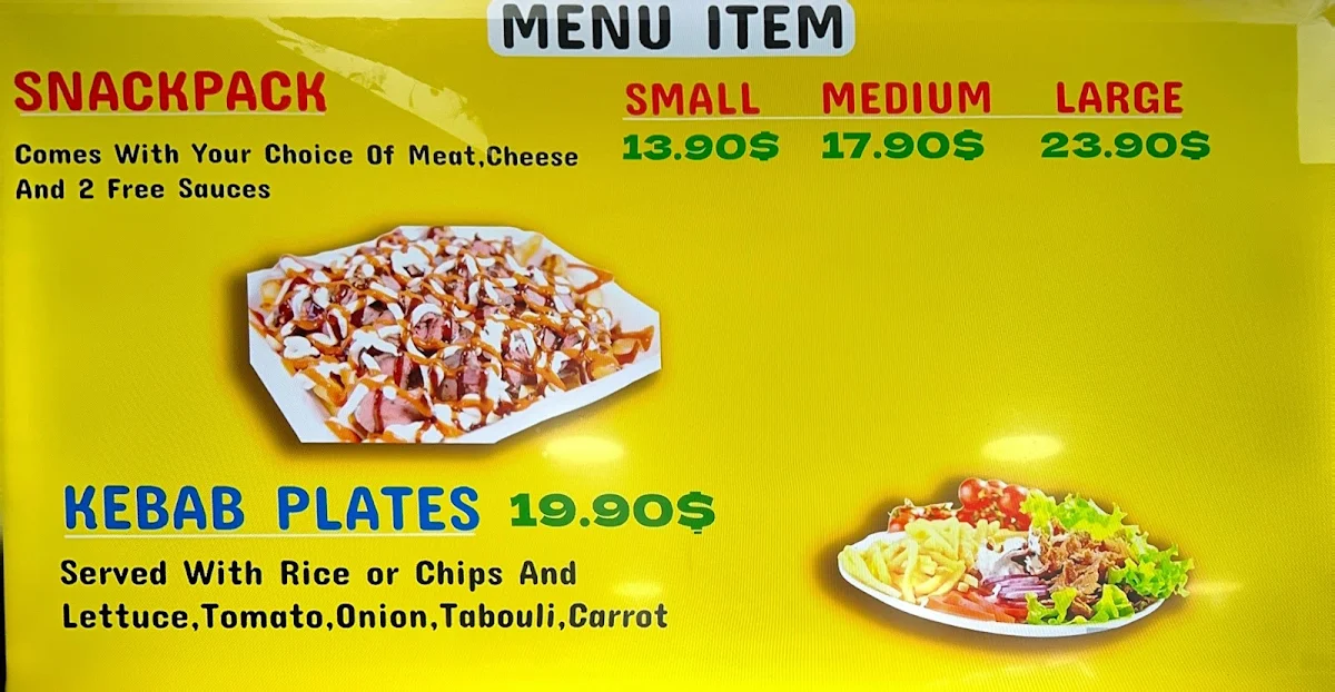 Menu, Karalee Kebab & Grill