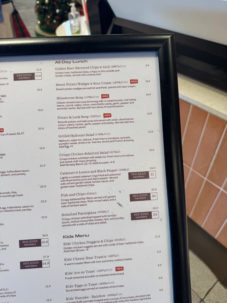 Menu, Bee Keen Cafe Box Hill