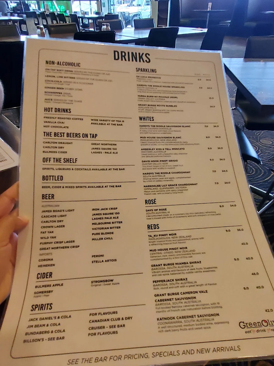 Menu, Green Olive
