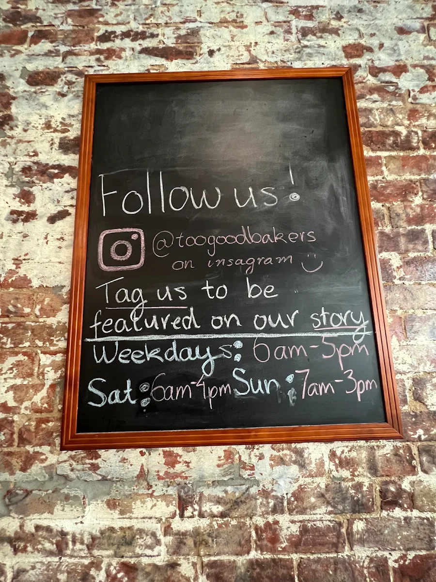 Menu, TOO GOOD BAKERS