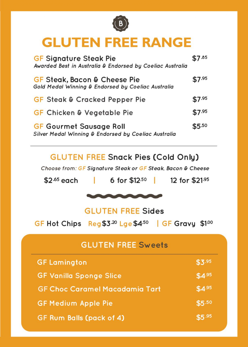 Menu, Beefy's Cannon Hill
