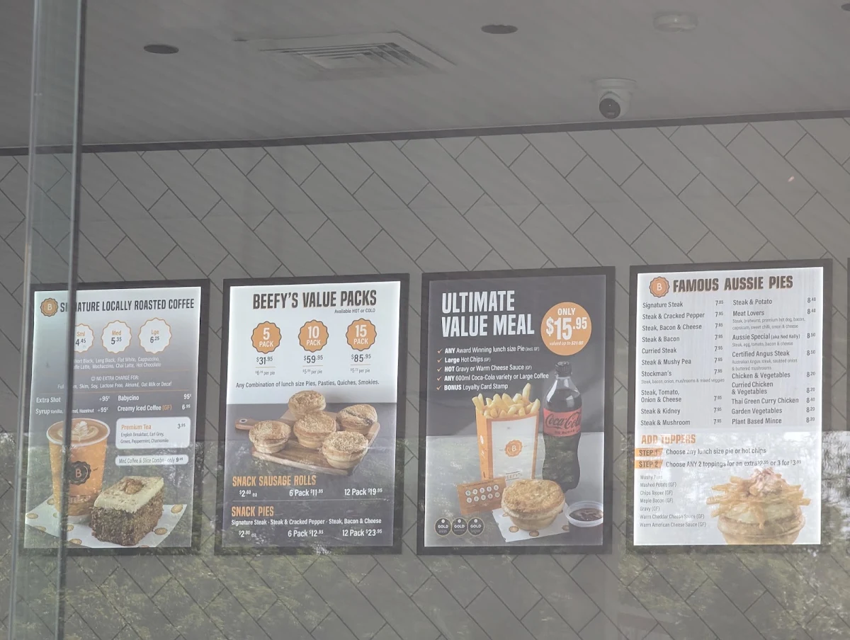 Menu, Beefy's Cannon Hill