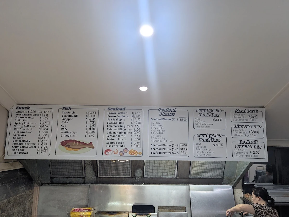 Menu, Kelvin Grove Seafood and Takeaway