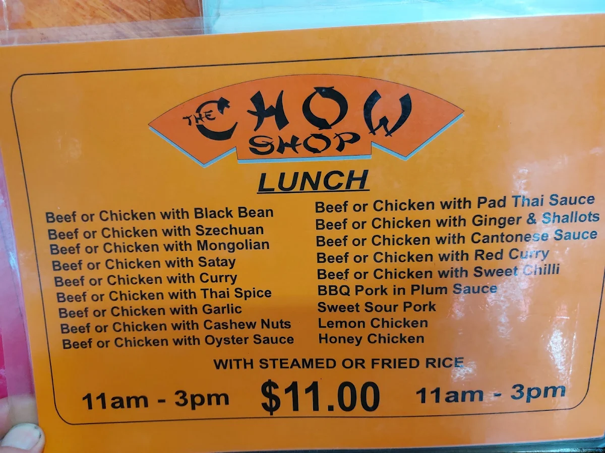 Menu, The Chow Shop
